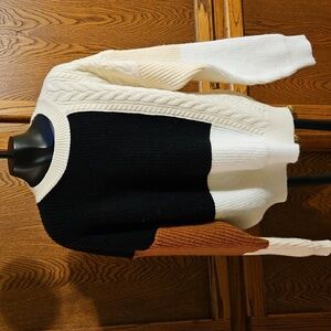 LULUS Multi Color Block Cable Knit Sweater - M
